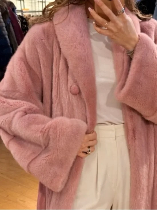 GORSKI NWT Pink Mink Long Coat - Picture 2 of 10